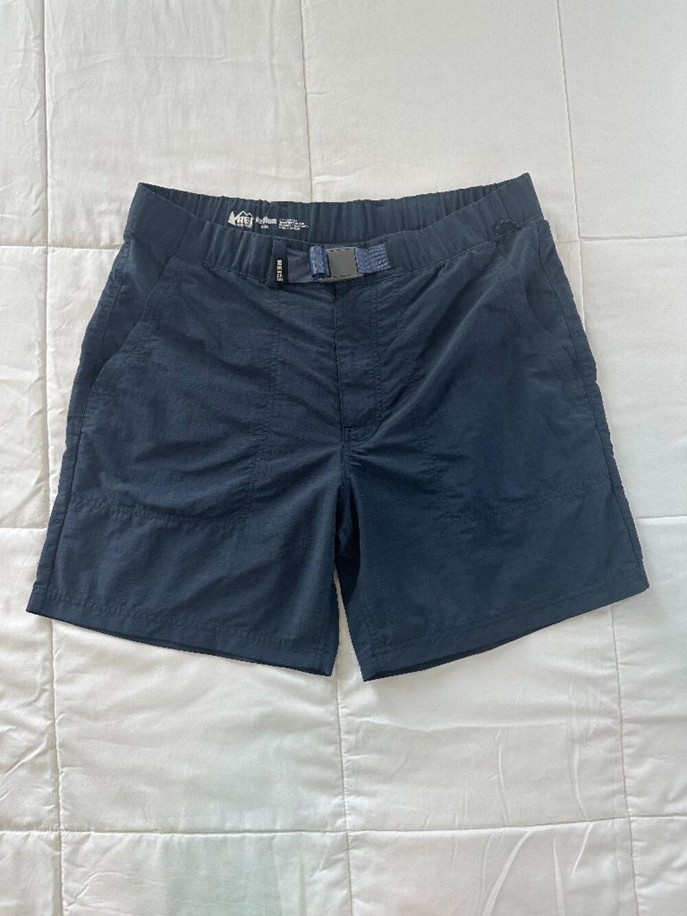 REI Co-op Trail Shorts Men's Medium Blue Ripstop Hiking Outdoor Nylon Belted